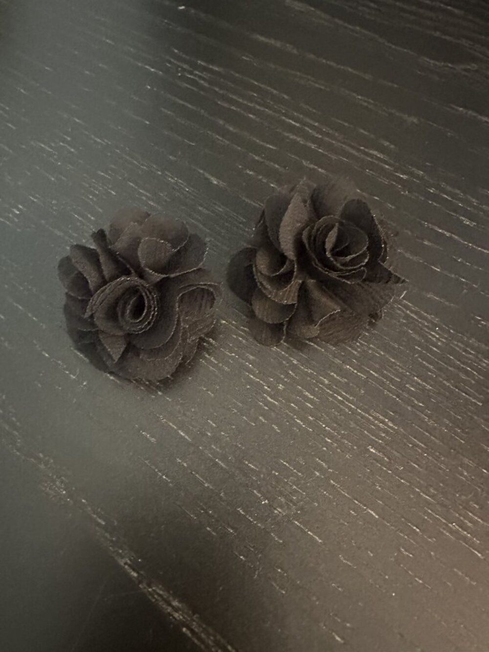Black Chiffon Fabric Rose Stud Earring Set